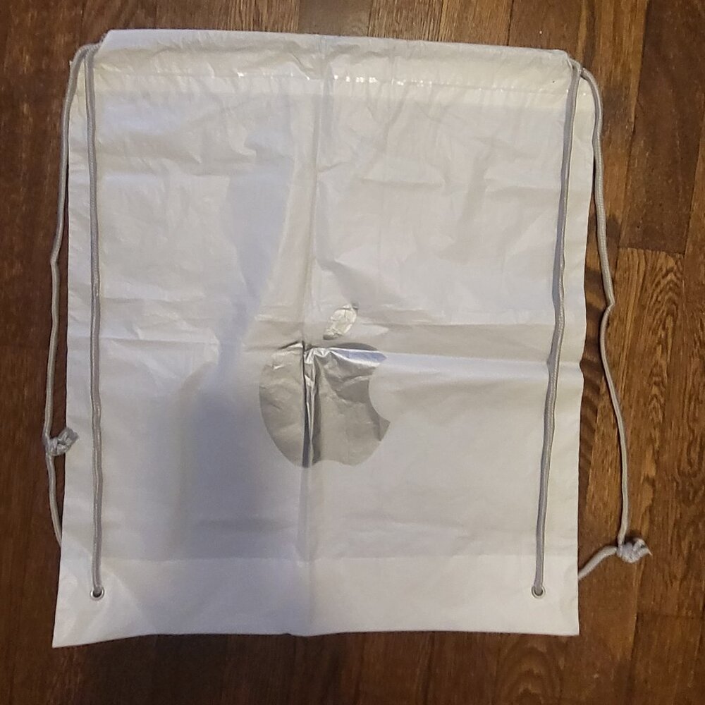 Apple Store Plastic Drawstring Shopping Bag With Apple Logo